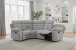 Wilbur Corner Sofa Recliner Grey life style picture with reclined seat