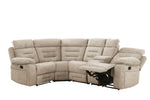 Wilbur Corner Sofa Recliner Latte front view picture with reclined seat
