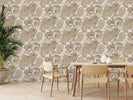 Wild Flowers Beige Jungle Wallpaper hung in a styled room setting