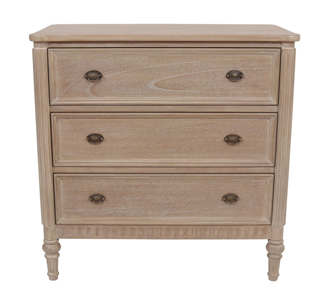 Willow Chest of 3 Drawers Timber Wash - Small Bedroom Dresser