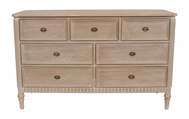 Willow Chest of 7 Drawers Timber Wash - Large 7 Drawer Wooden Dresser