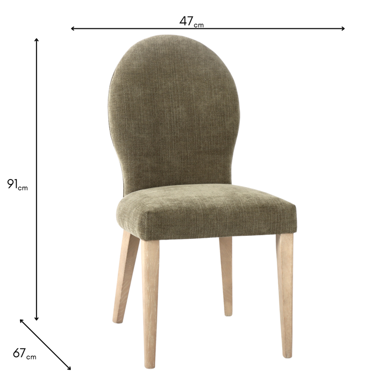 Willow Fabric Dining Chair Green Set of 2 - Green Fabric Kitchen Chairs Set