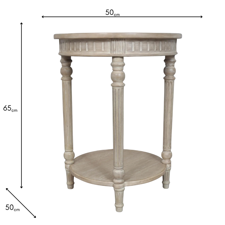 Willow Round Side Table - Wooden Accent Table in Timber Wash