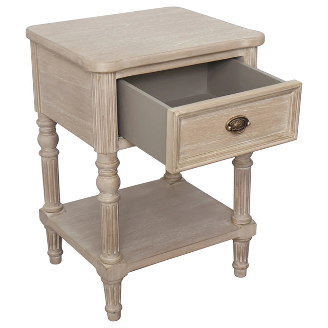 Willow Side Table With Shelf - Wooden Accent Table Timber Wash