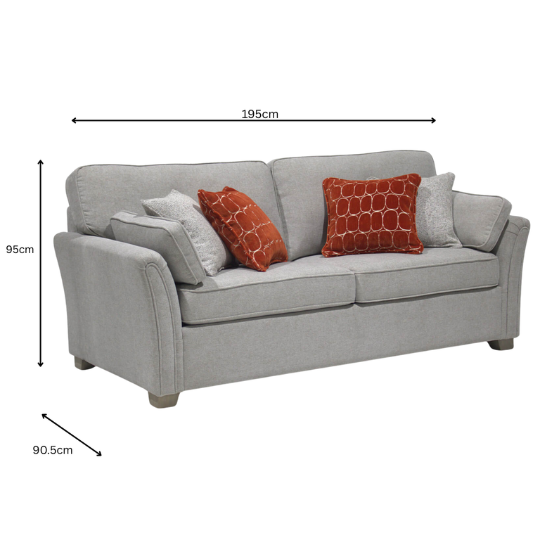 Winnie Sofa Bed Natural with Scatter Cushions & Wooden Feet for Modern Living Rooms