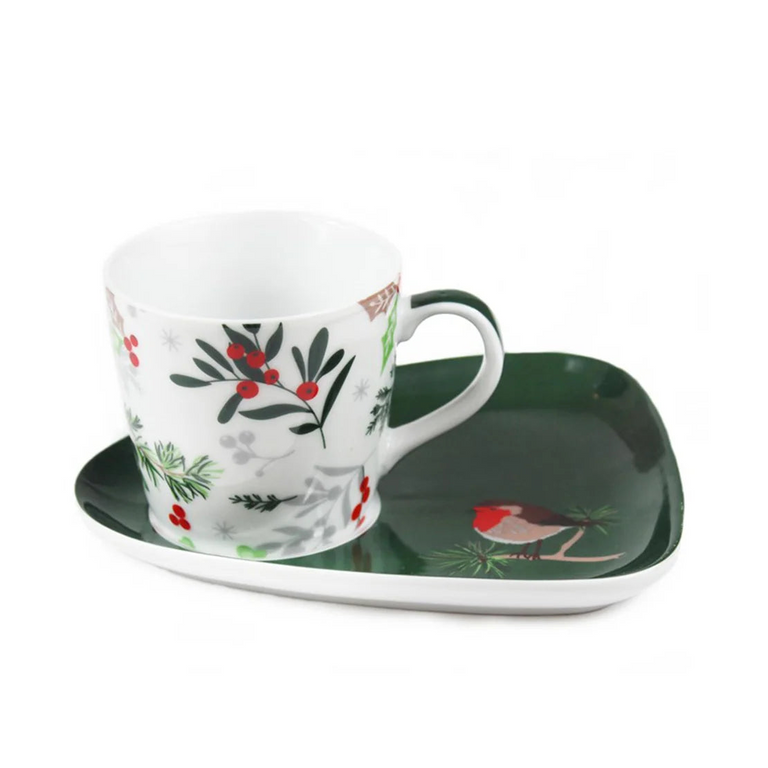 Winter Berry Cup and Biscuit Saucer