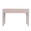 Sleek wooden dressing table in natural hues.