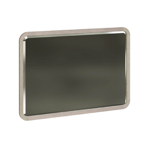 Cream-colored ash veneer rectangle mirror.