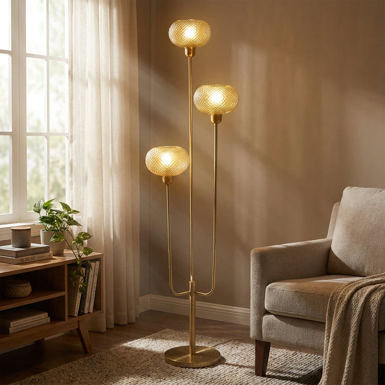 Zeynep Branch Floor Lamp with Globe Shades Gold