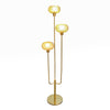 Zeynep metal floor lamp with branching gold-toned frame and textured globe shades