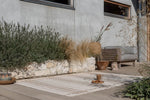 Brink & Campman Zona Line Outdoor Rug Sesame lifestyle picture outside