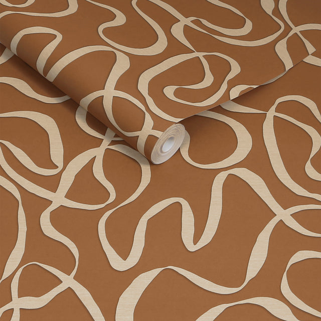 Made Varri Wallpaper Burnt Orange - Modern Wall Covering Design