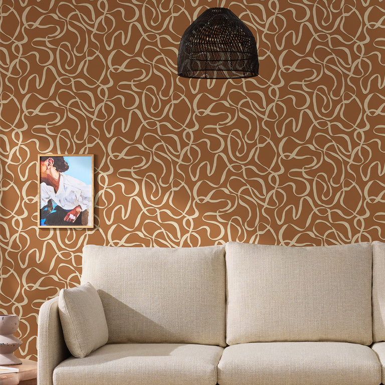 Made Varri Wallpaper Burnt Orange - Modern Wall Covering Design