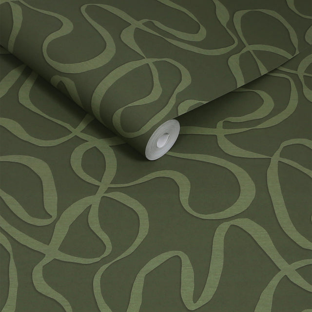 Made Varri Wallpaper Moss - Modern Abstract Green Wallpaper