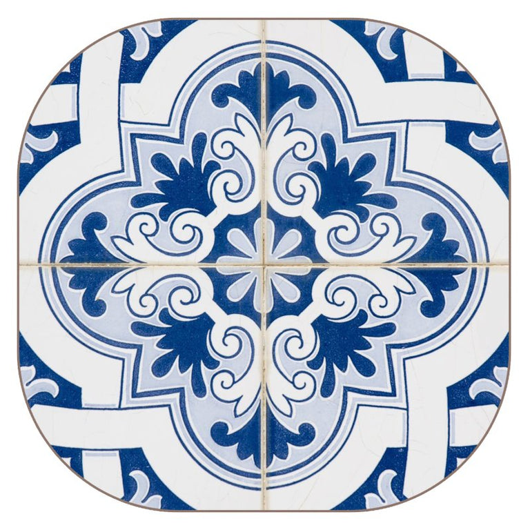 iStyle Porto Blue Velvet-Backed Coasters Set of 4