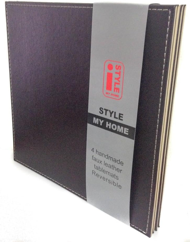 iStyle Reversible Faux Leather Placemats Set of 4 Chocolate and Cream