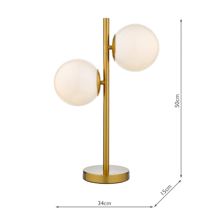 Bombazine 2 Light Table Lamp - Natural Brass Metal Lighting Collection