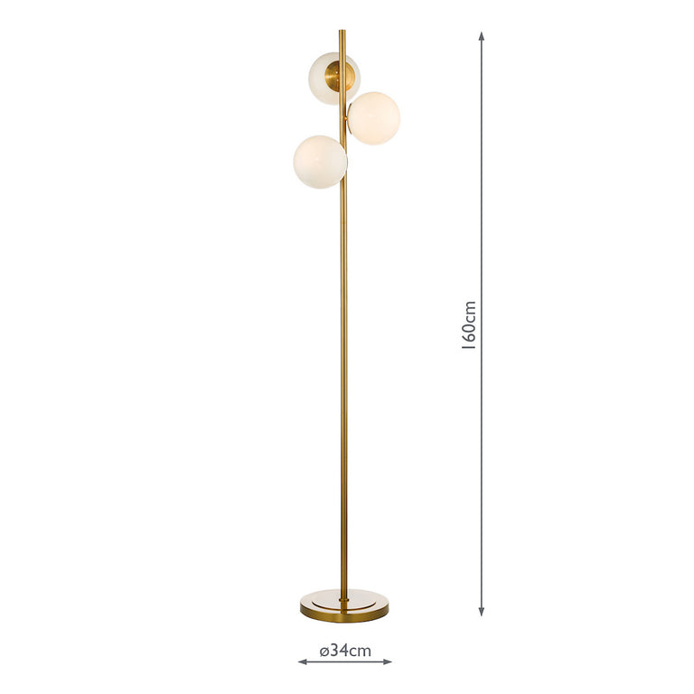 Bombazine 3 Light Floor Lamp Natural Brass - Modern Home Decor Lighting