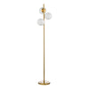 Bombazine 3 Light Floor Lamp Natural Brass with opal glass shades