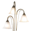 Boston 3 Light Floor Lamp Antique Brass close view picture of the flared opal lass shades