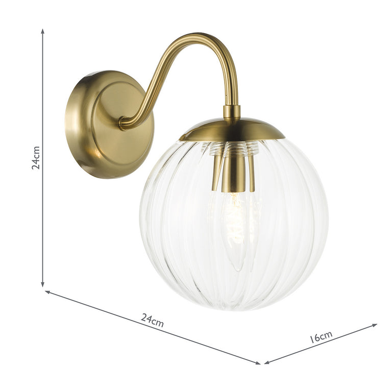 Jocelyn Wall Light Natural Brass with Blown Glass Globe Shade – Wall Lighting Collection Wall Lamp