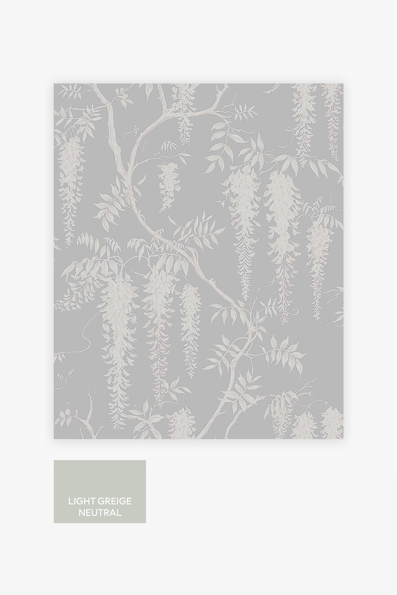 Easy to hang Wisteria Trails wallpaper in grey with wisteria design