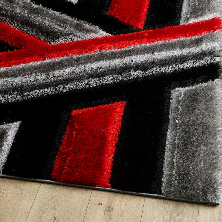 Saturn Geometric Rug - Grey Red