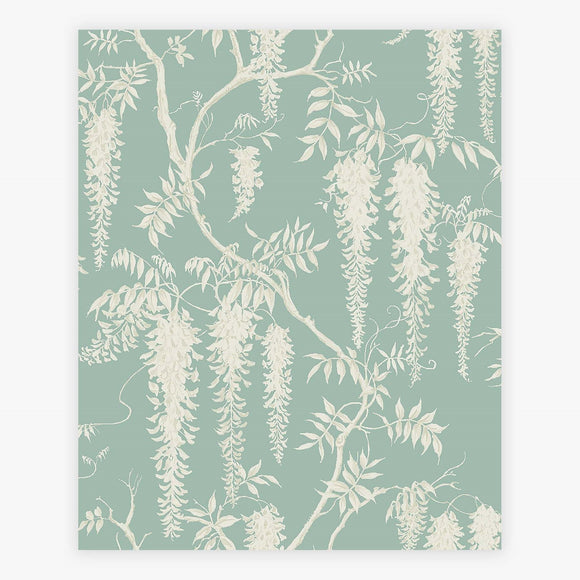 Wisteria Trails floral wallpaper in duck egg blue