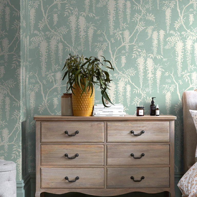 Next Wallpaper Wisteria Trails Duck Egg