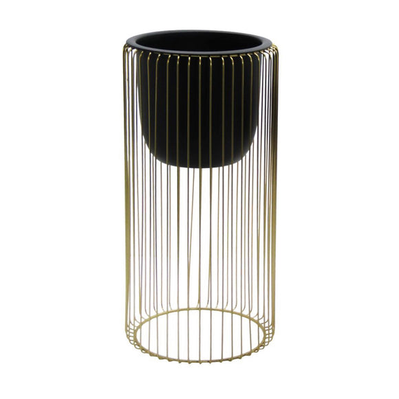 Ria Planter With Stand Black/Gold Large picture on the white background