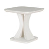 Greige side table with tempered glass top
