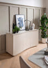 Modern greige sideboard with tempered glass top
