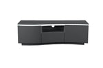 Charcoal TV stand with LED lights and glass top
