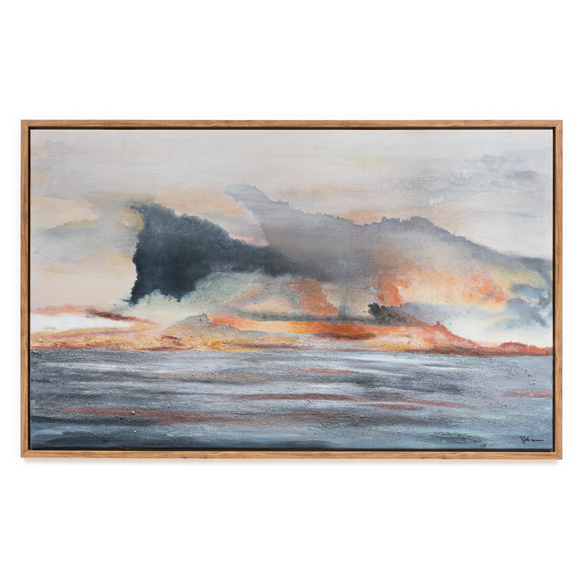 Elegant Scatter Box Art Alder painting in blue, grey and warm rosy tones