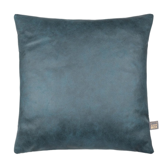 Opulent Scatter Box Cushion Hollis Petrol with vegan leather fabric.