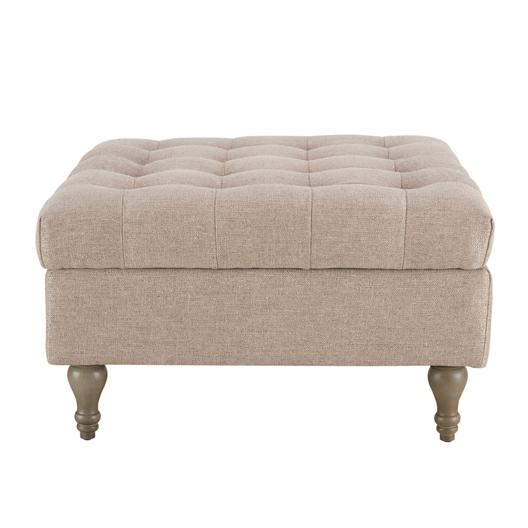 Abbott Button Top Storage Ottoman Light Biscuit