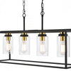 Ceiling light fixture with antique brass accents, Abel 4 Light Bar Pendant
