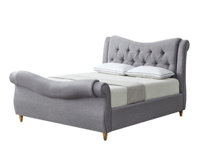 Button-Back Detail Bedframe - Adam Super King Size Bed in Grey