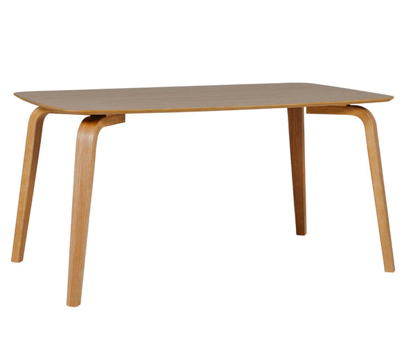 Stylish rectangle dining table with natural oak veneer.