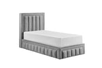 Elegant single bed with ottoman storage.

