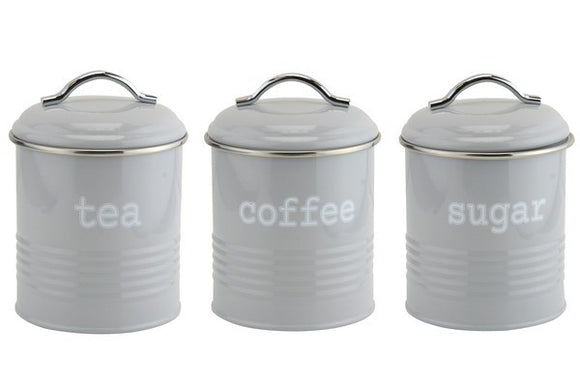 Grey Apollo Canister Set3 for tea, coffee, and sugar storage