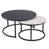 Stylish nest of tables featuring a black and white stone-inspired design.

