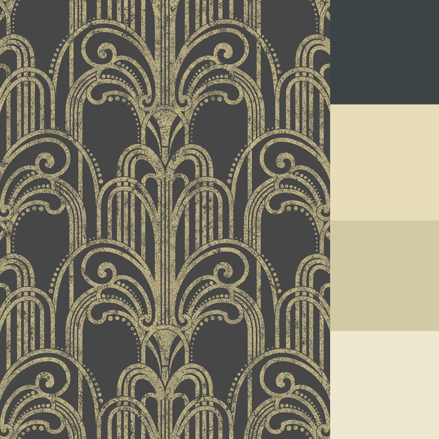 Graham & Brown Art Deco Black & Gold Wallpaper