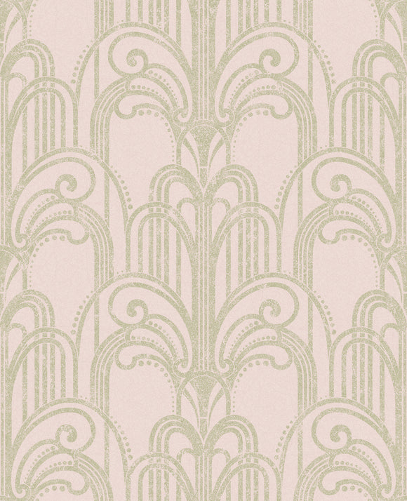 Graham & Brown Art Deco Blush Wallpaper front view picture of the pattern and color shade