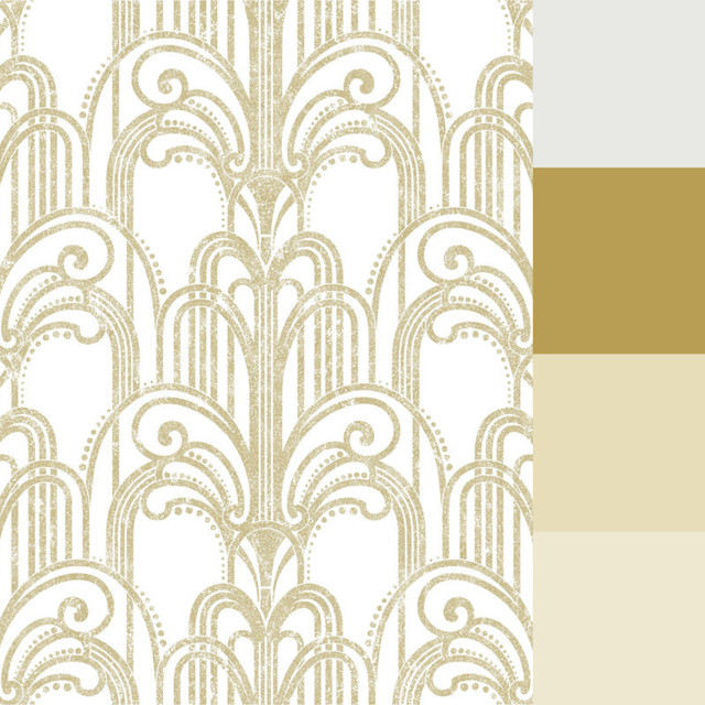 Graham & Brown Art Deco Gold & Pearl Wallpaper