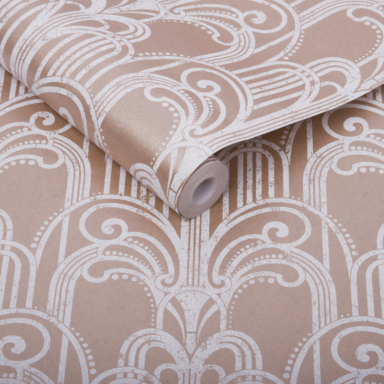 Graham & Brown Art Deco Rose Gold Wallpaper