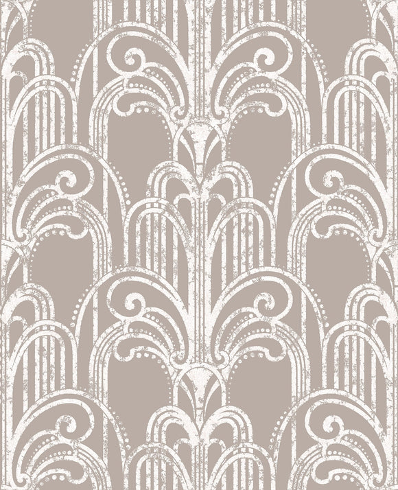 Graham & Brown Art Deco Rose Gold Wallpaper front view picture of the wallpaper pattern and color shade
