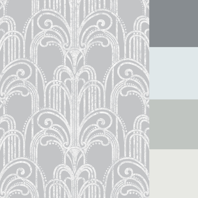 Graham & Brown Art Deco Silver Wallpaper