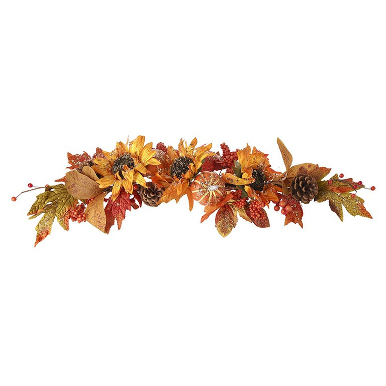 Autumn Floral Pumpkin & Pine Cone Garland