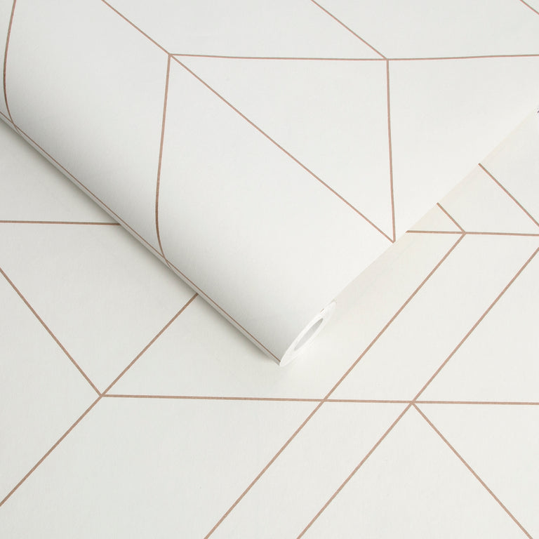 Graham & Brown Balance White & Rose Gold Wallpaper